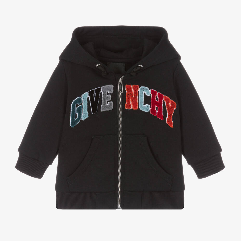 Givenchy - Boys Black Varsity Zip-Up Hoodie | Childrensalon