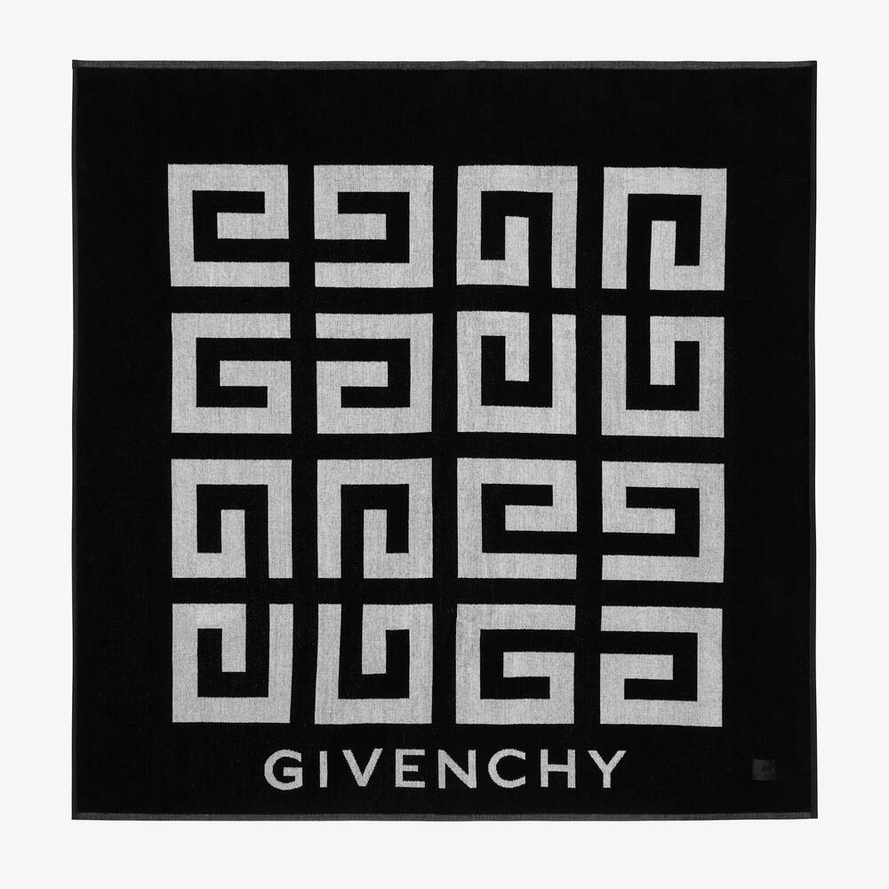 Givenchy-منشفة 4G لون أسود وأبيض للأولاد (115 سم) | Childrensalon Outlet