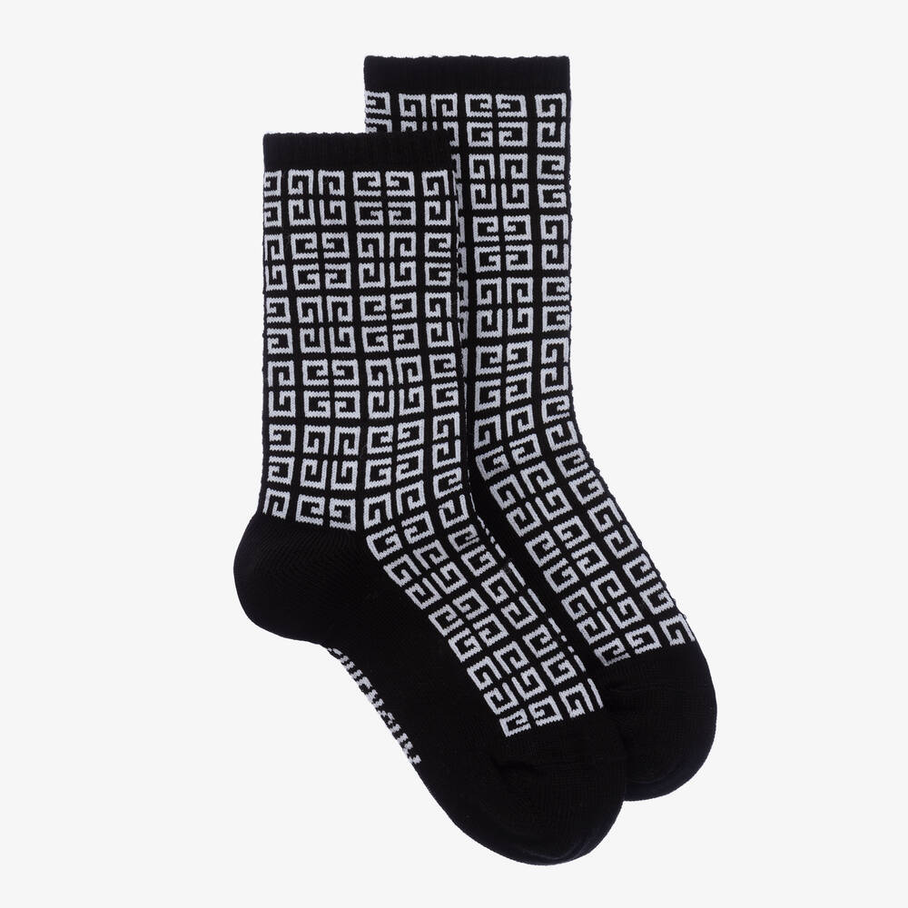 Givenchy - Chaussettes noires et blanches 4G garçon | Childrensalon