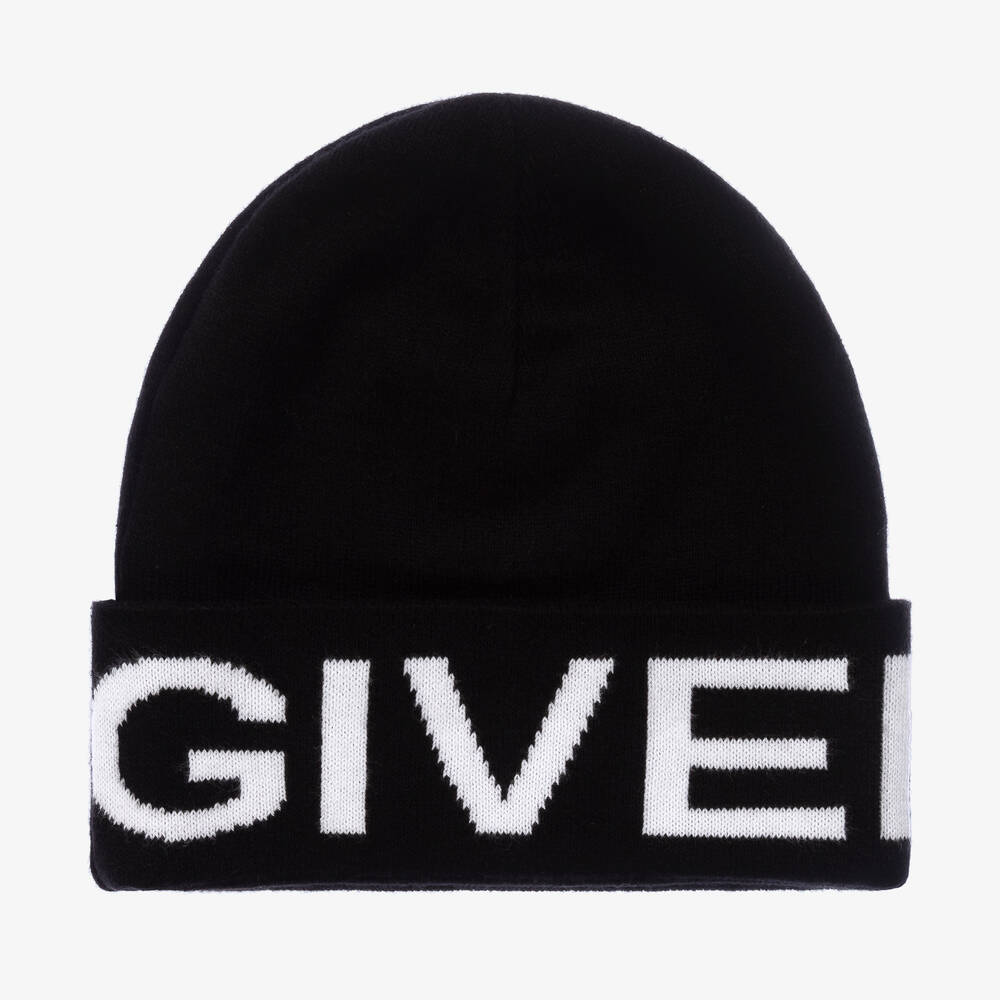 Givenchy - Bonnet noir et blanc en coton pour garçon | Childrensalon