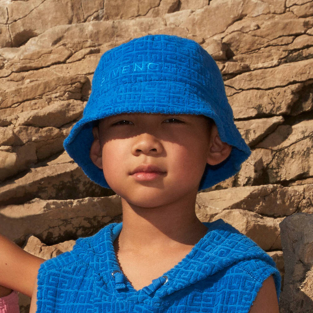 Givenchy-Boys Blue 4G Towelling Bucket Hat | Childrensalon Outlet