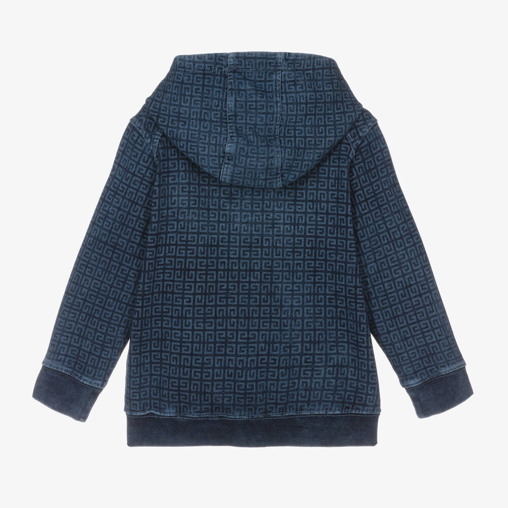 Givenchy Boys Blue Cotton 4G Zip Up Hoodie