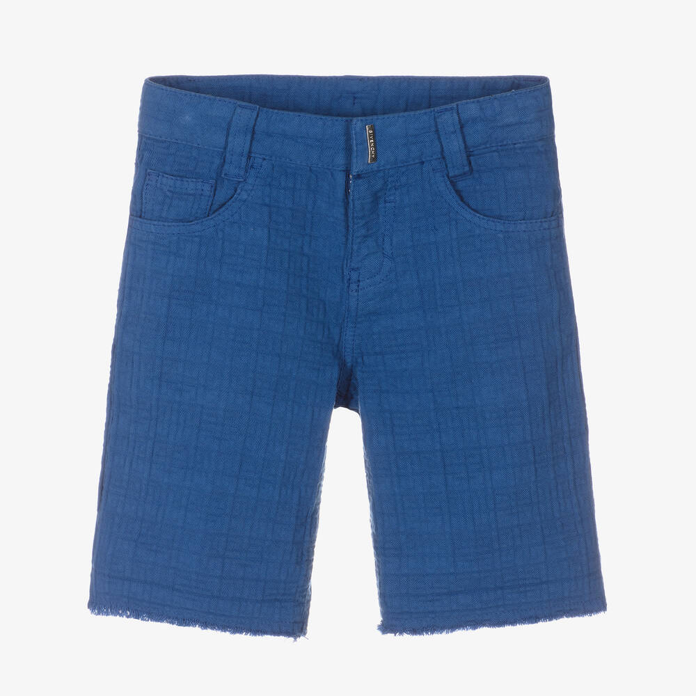 Givenchy - Blaue 4G Jacquard-Baumwollshorts | Childrensalon