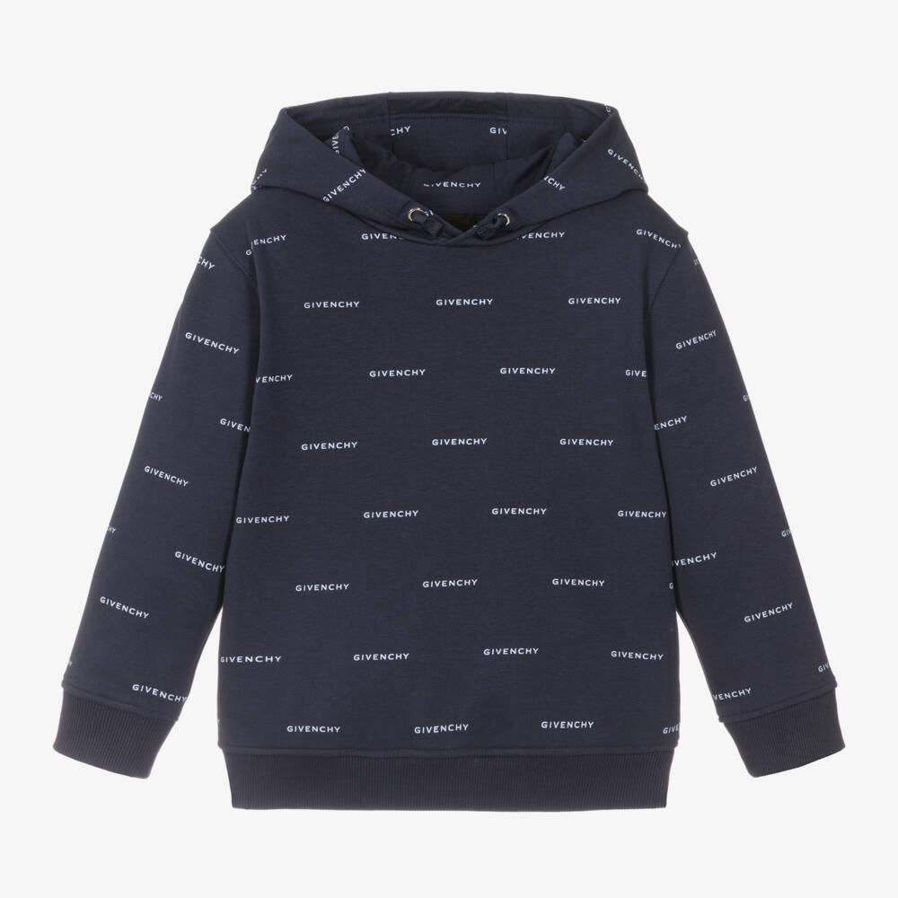 Givenchy-Boys Blue Cotton Logo Hoodie | Childrensalon Outlet
