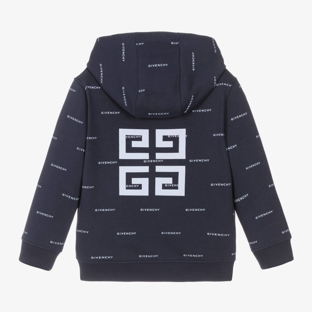 Givenchy-Boys Blue Cotton Logo Hoodie | Childrensalon Outlet