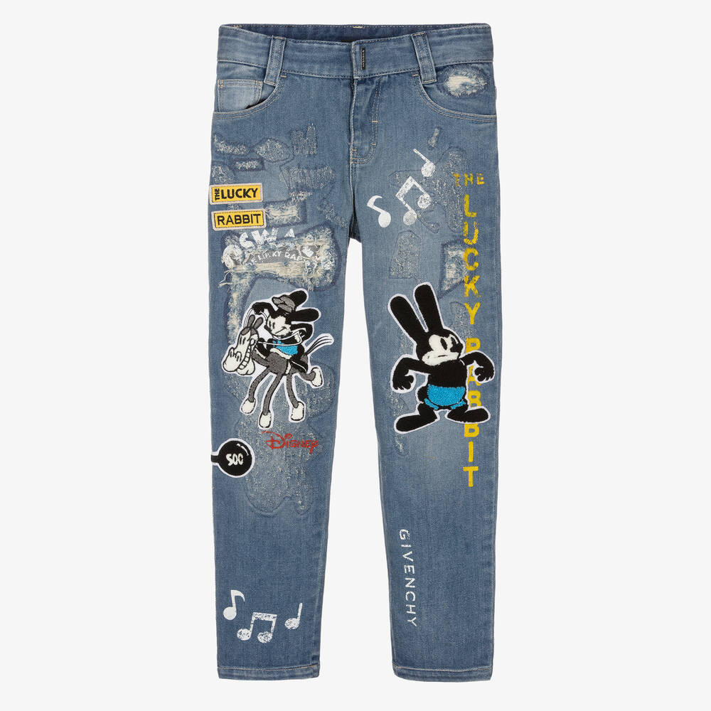 Givenchy - Boys Blue Distressed Denim Disney Jeans | Childrensalon