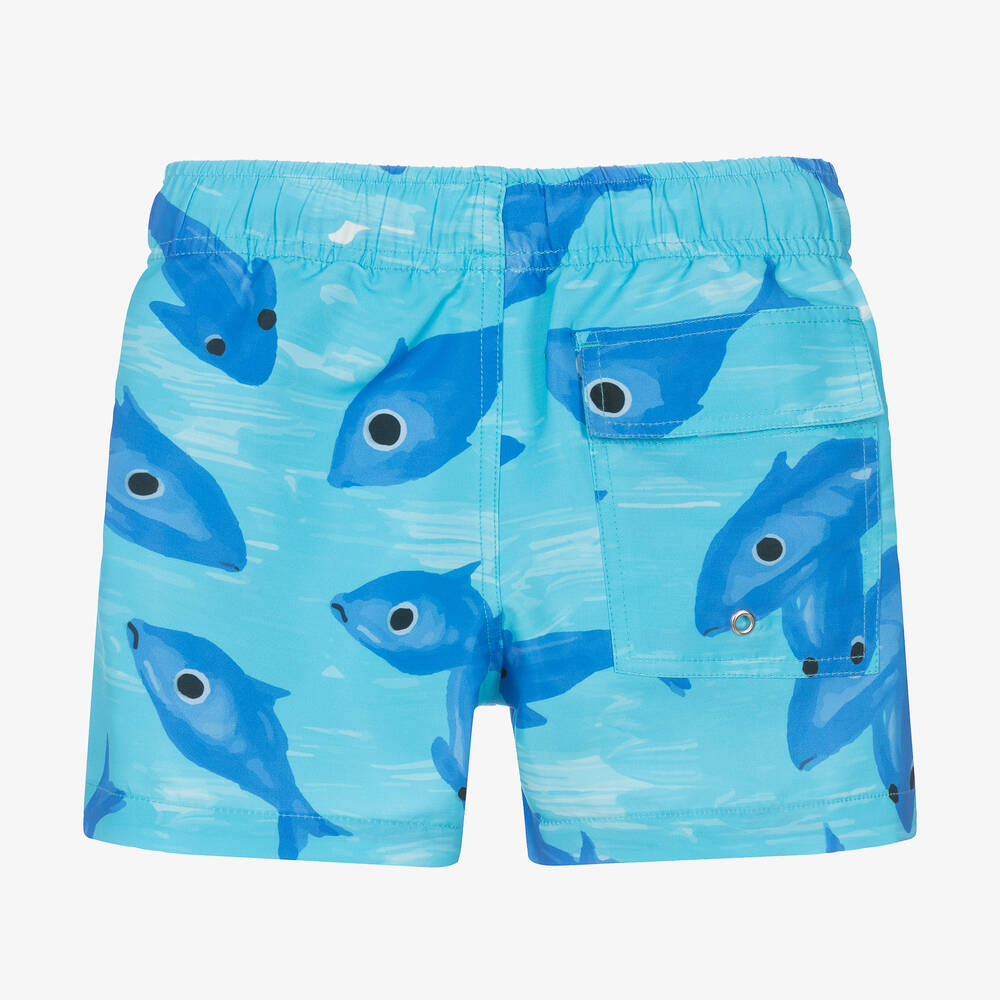 Givenchy-Boys Blue Fish Print Swim Shorts | Childrensalon Outlet
