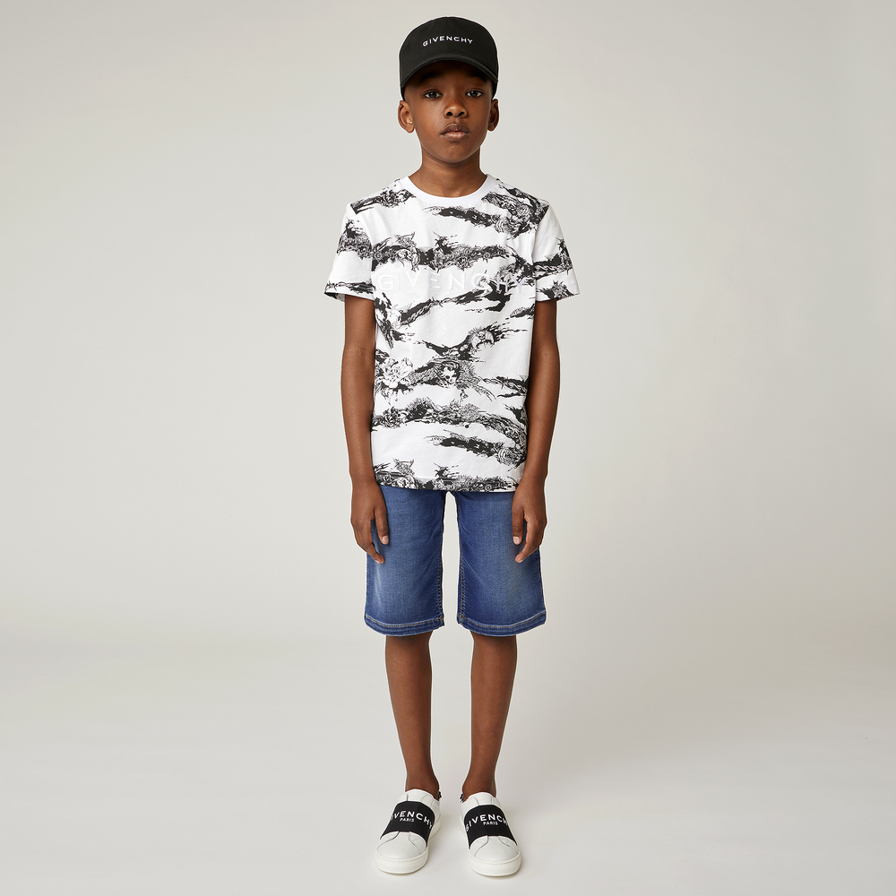 Givenchy Boys Blue Jersey Denim Shorts Childrensalon Outlet