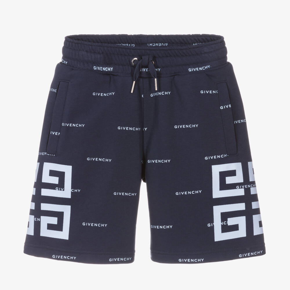 Givenchy-Boys Blue Jersey Logo Shorts | Childrensalon Outlet