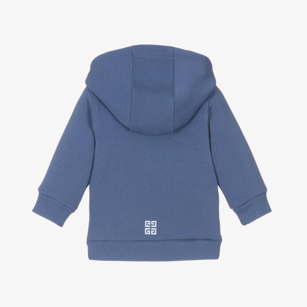 Givenchy-Boys Blue Jersey Zip-Up Hoodie | Childrensalon Outlet