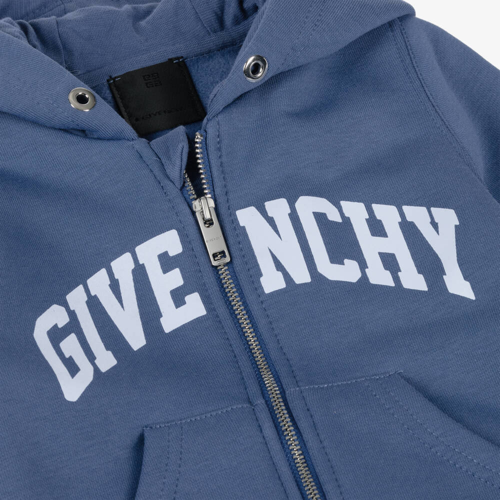 Givenchy-Boys Blue Jersey Zip-Up Hoodie | Childrensalon Outlet