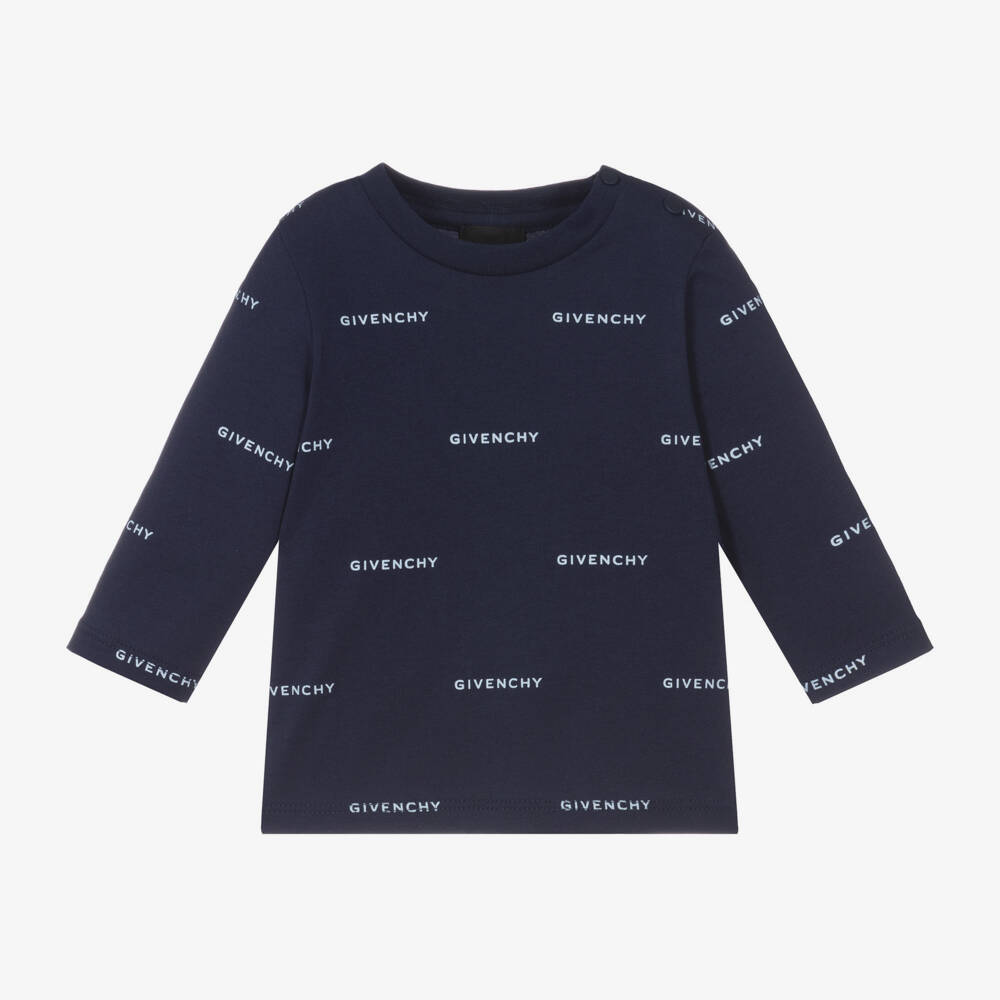 Givenchy-Boys Blue Logo Cotton Top | Childrensalon Outlet