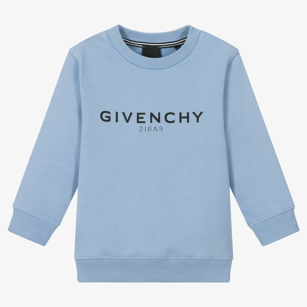 Givenchy - سويتشيرت قطن جيرسي لون أزرق للأولاد | Childrensalon