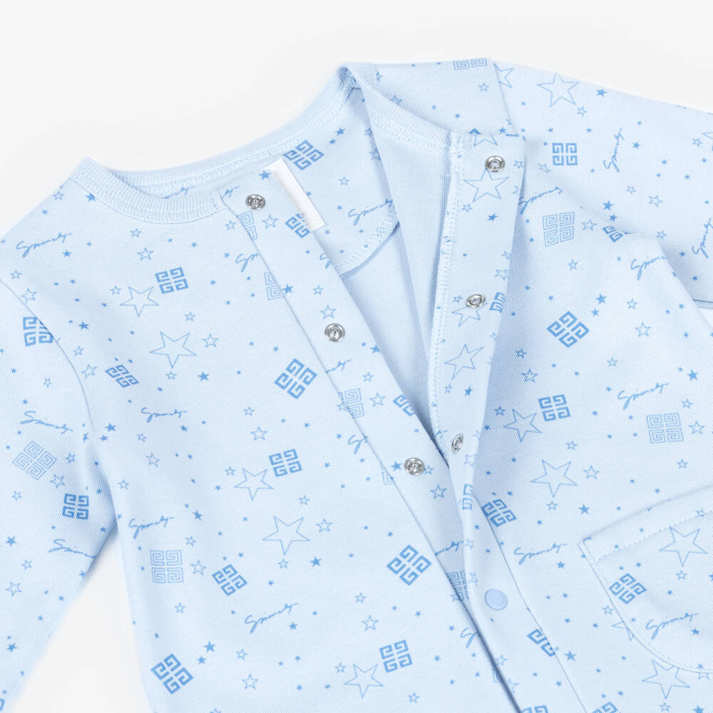 Givenchy-Boys Blue Stars & Logos Cotton Babygrow | Childrensalon Outlet