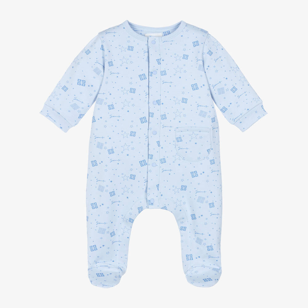 Givenchy-Boys Blue Stars & Logos Cotton Babygrow | Childrensalon Outlet