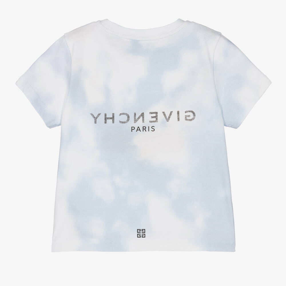Givenchy T shirt bleu et blanc imprim nuages gar on