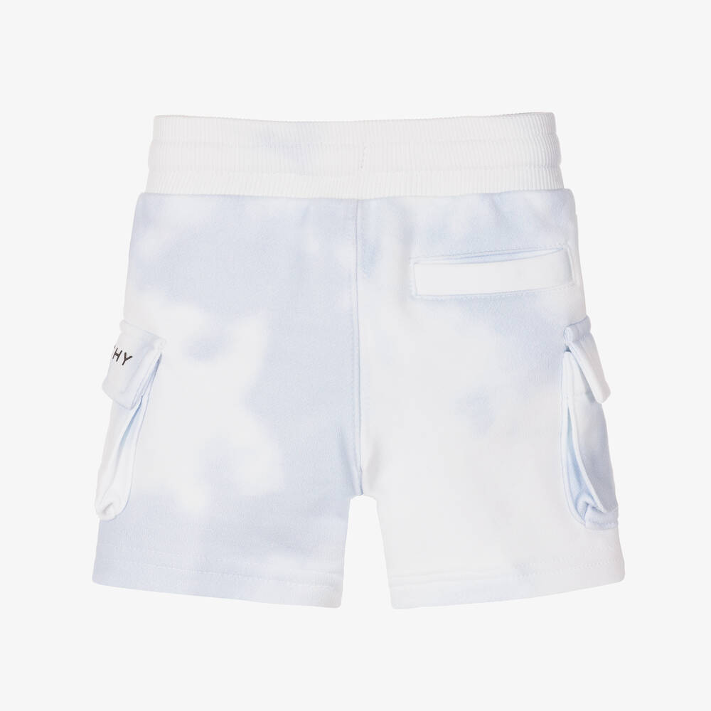 Givenchy Boys Blue White Cotton Cargo Shorts Childrensalon