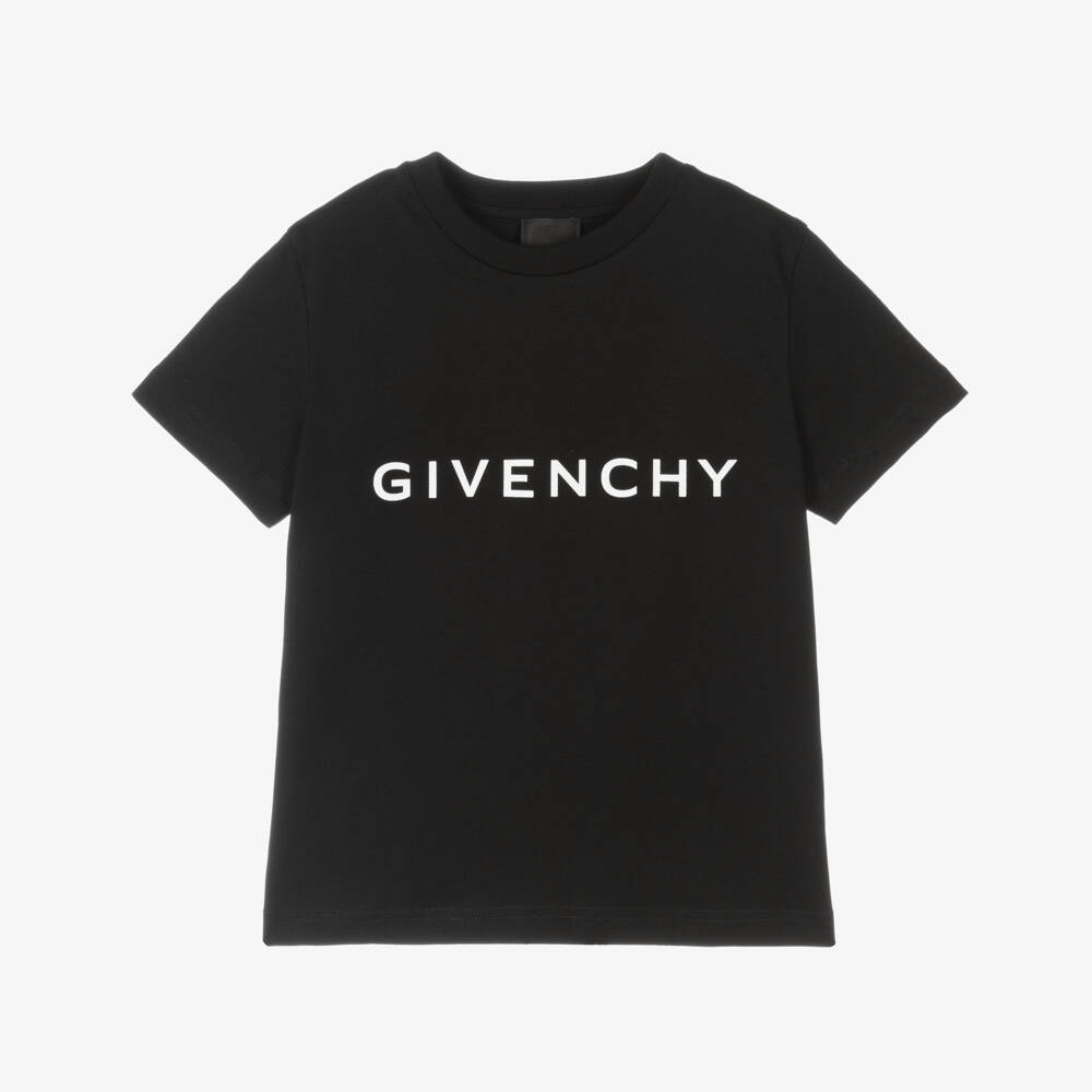Givenchy-تيشيرت كلاسيكي أسود بشعار للأولاد | Childrensalon Outlet