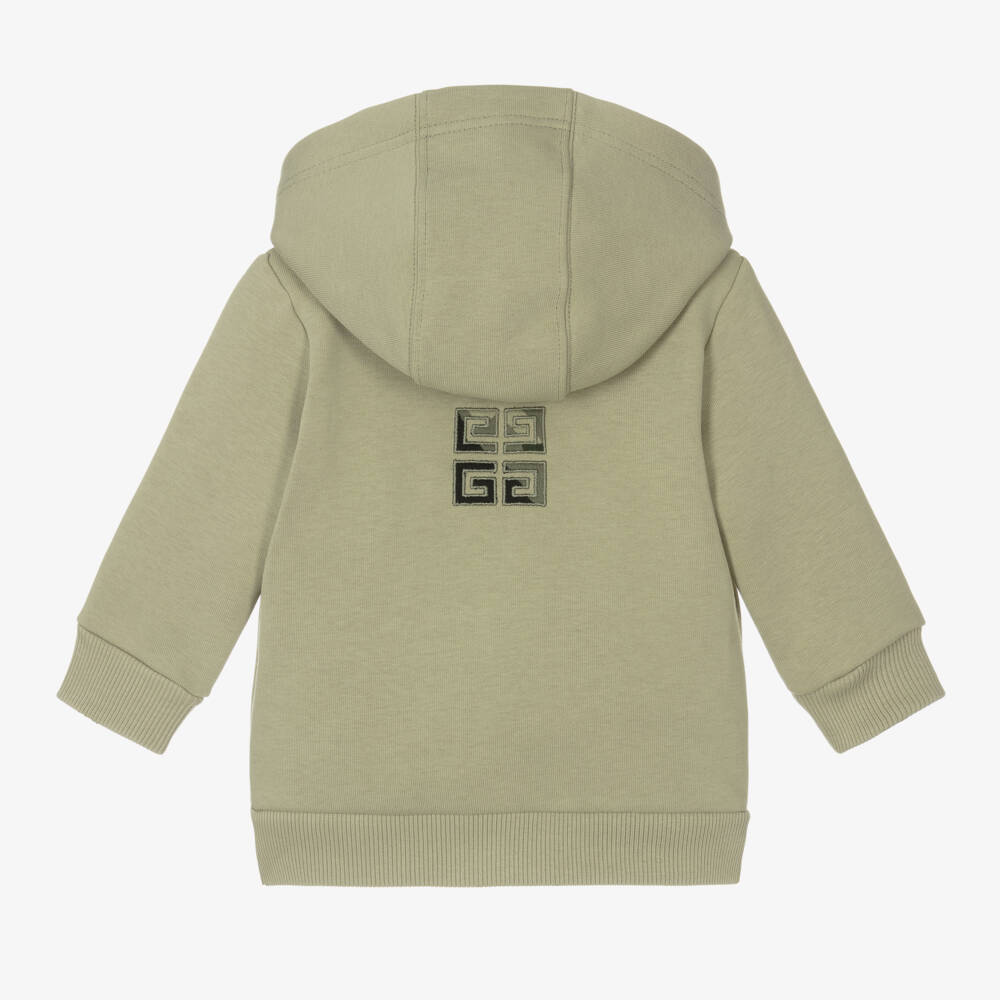 Givenchy-Boys Cotton Zip Hoodie in Green | Childrensalon Outlet