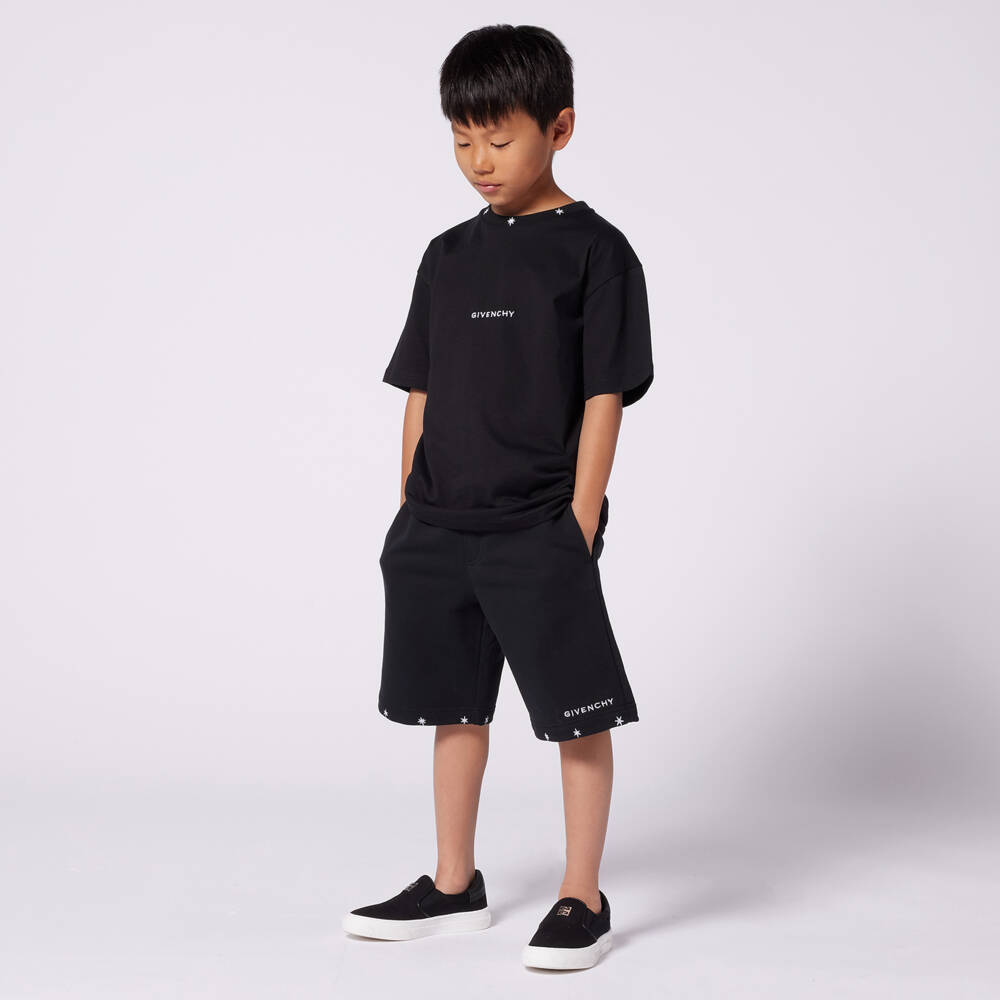 Givenchy-Boys Dark Cotton Crew Tee | Childrensalon Outlet