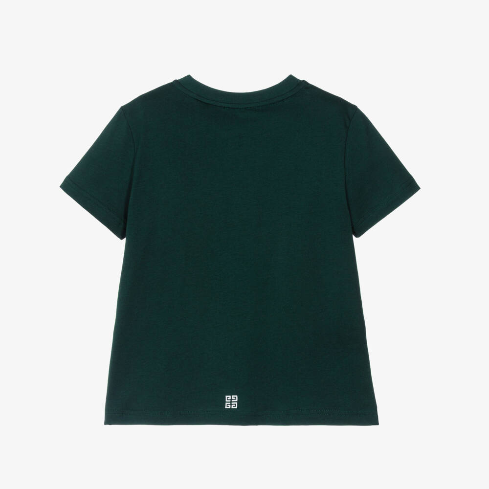 Givenchy-Boys Dark Green & White Logo Print T-Shirt | Childrensalon Outlet