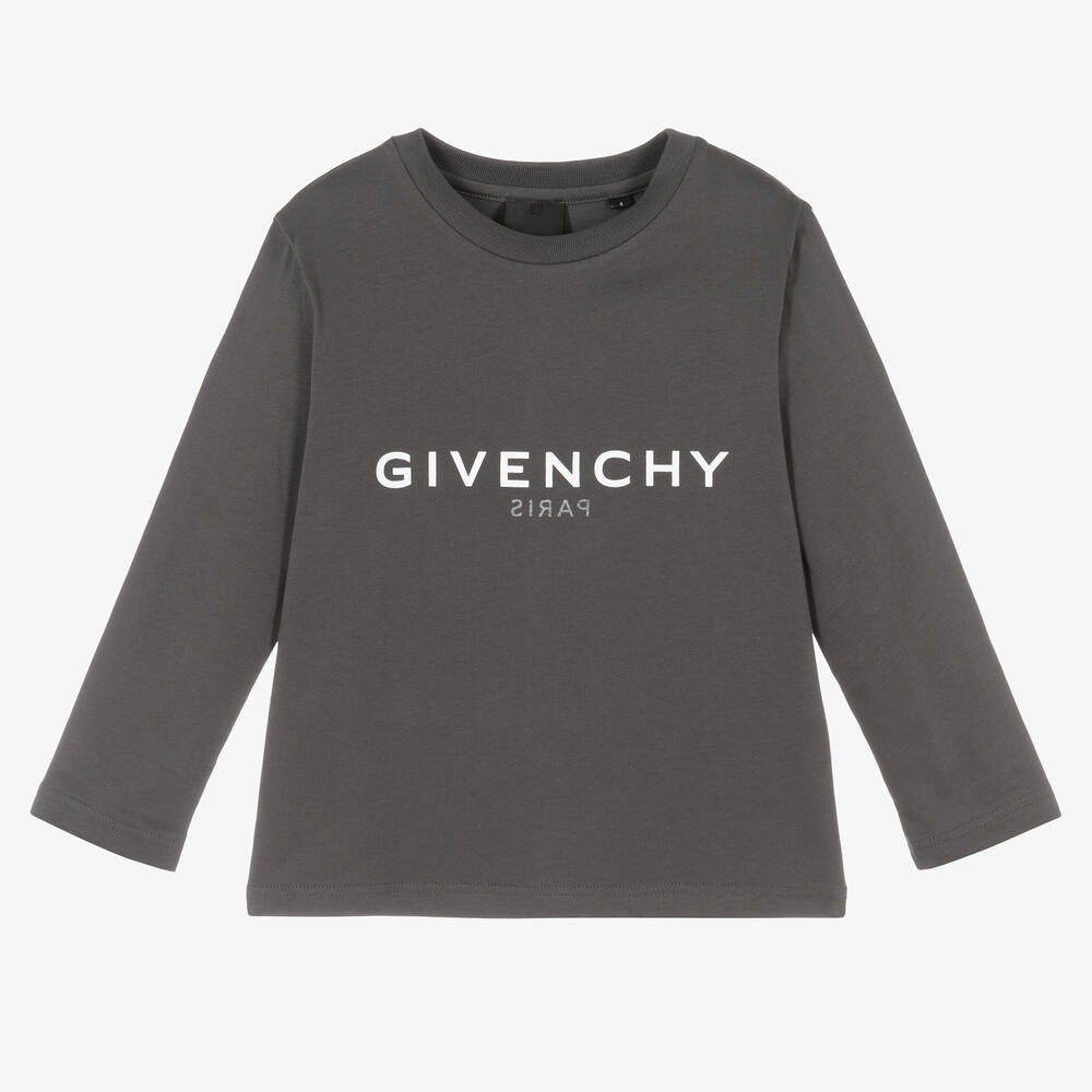 Givenchy - توب قطن لون رمادي داكن للأولاد | Childrensalon
