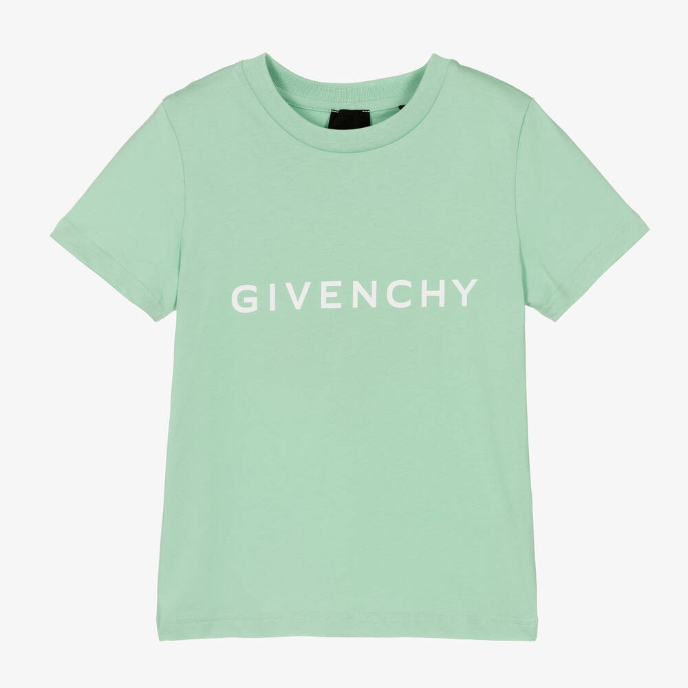 Givenchy - Boys Green Cotton Logo T-Shirt | Childrensalon