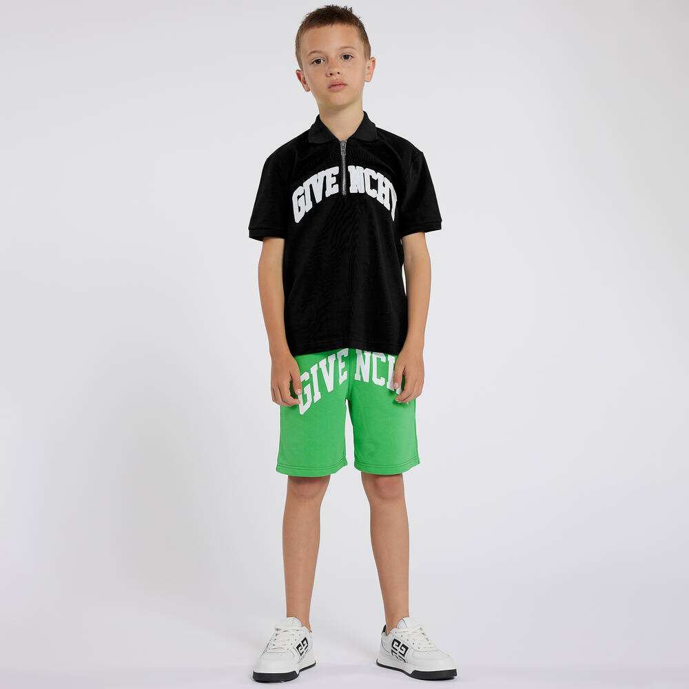 Givenchy - Boys Green Cotton Varsity Shorts | Childrensalon Outlet