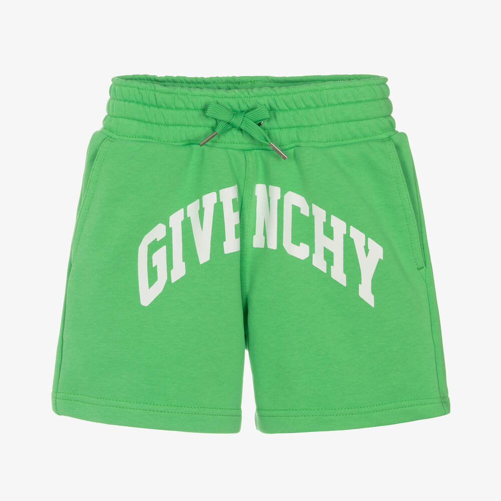Givenchy-Boys Green Cotton Varsity Shorts | Childrensalon Outlet