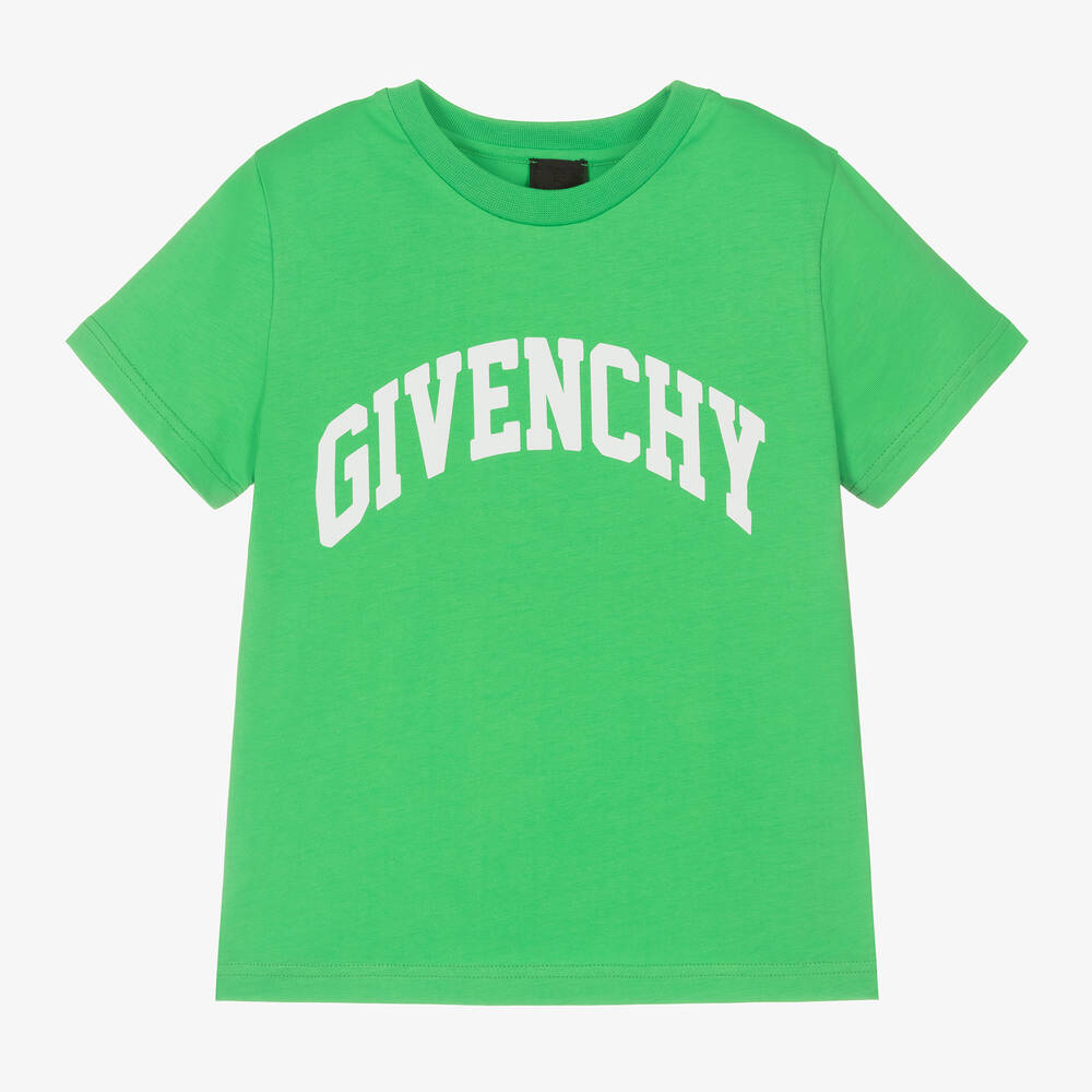 Givenchy-Boys Green Cotton Varsity T-Shirt | Childrensalon Outlet