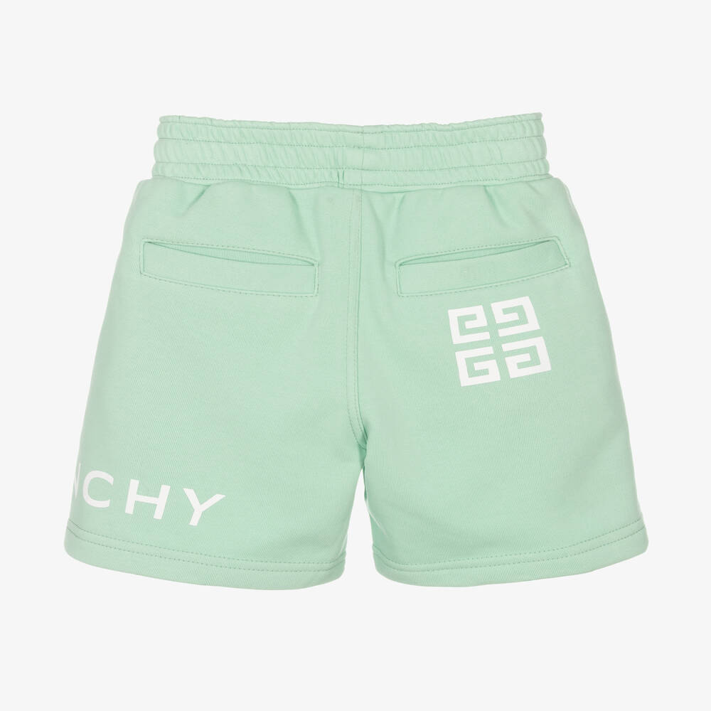 Givenchy-Boys Green Logo Jersey Shorts | Childrensalon Outlet
