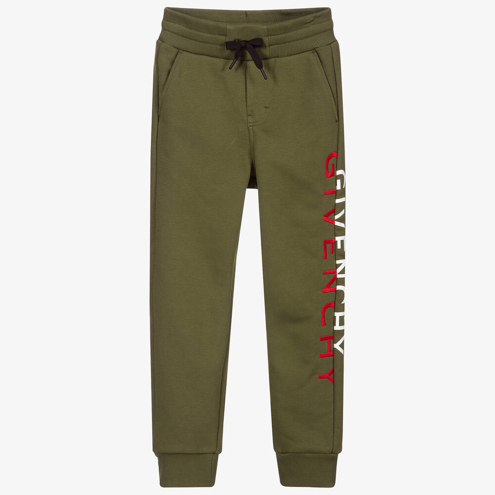 Givenchy-Boys Green Split Logo Joggers | Childrensalon Outlet