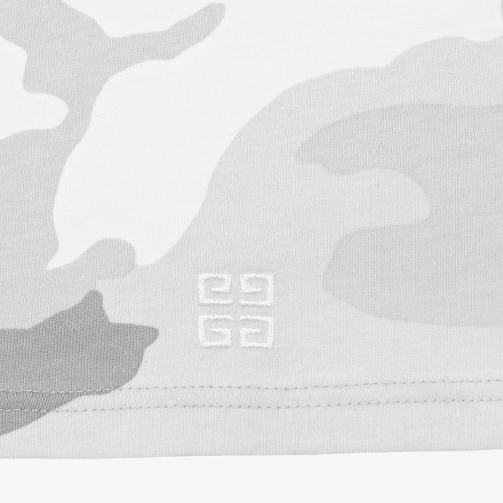 Givenchy-Boys Grey Camouflage Varsity T-Shirt | Childrensalon Outlet