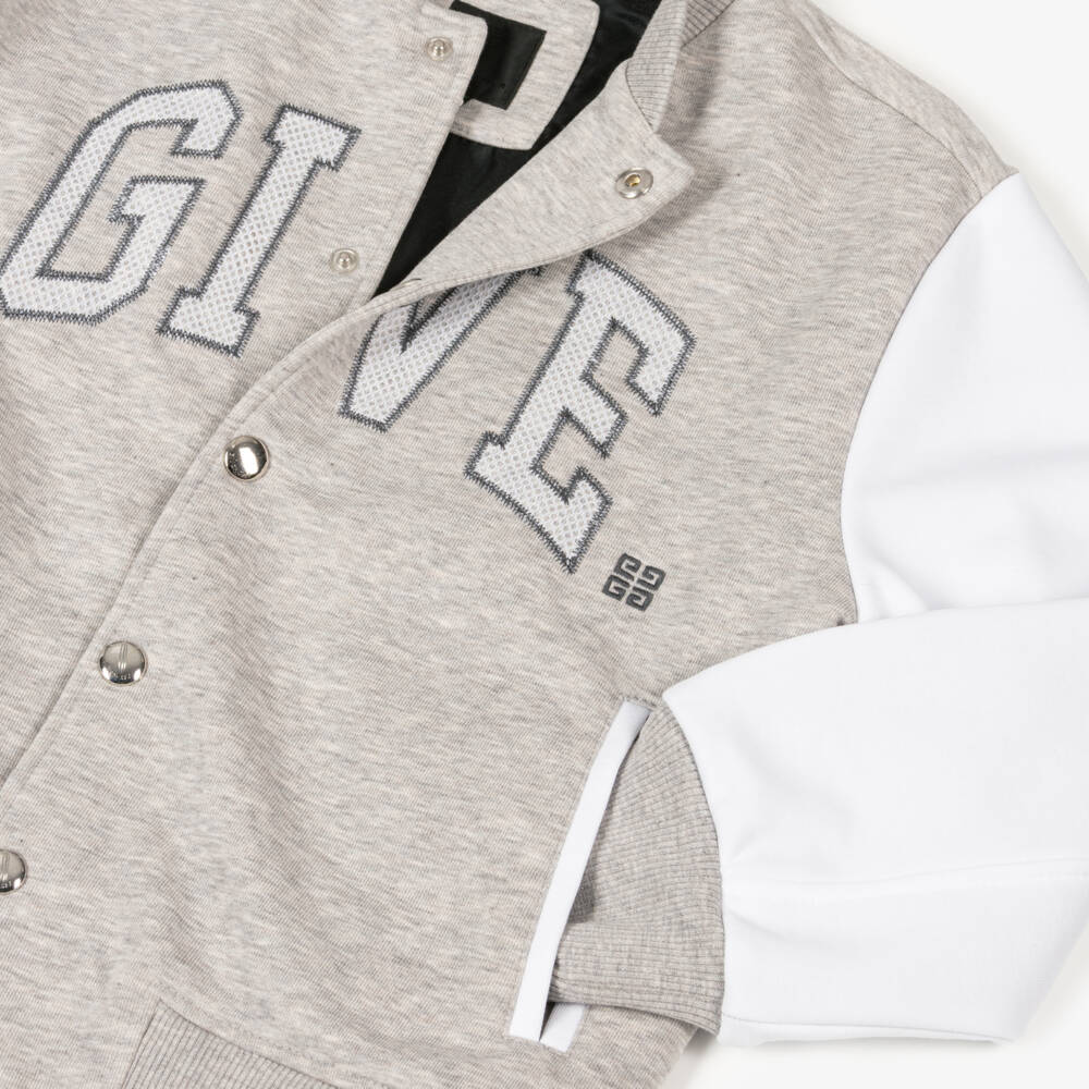 Givenchy-Boys Grey Knit Varsity Jacket | Childrensalon Outlet