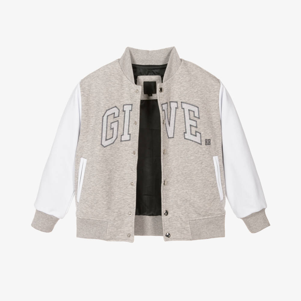 Givenchy-Boys Grey Knit Varsity Jacket | Childrensalon Outlet