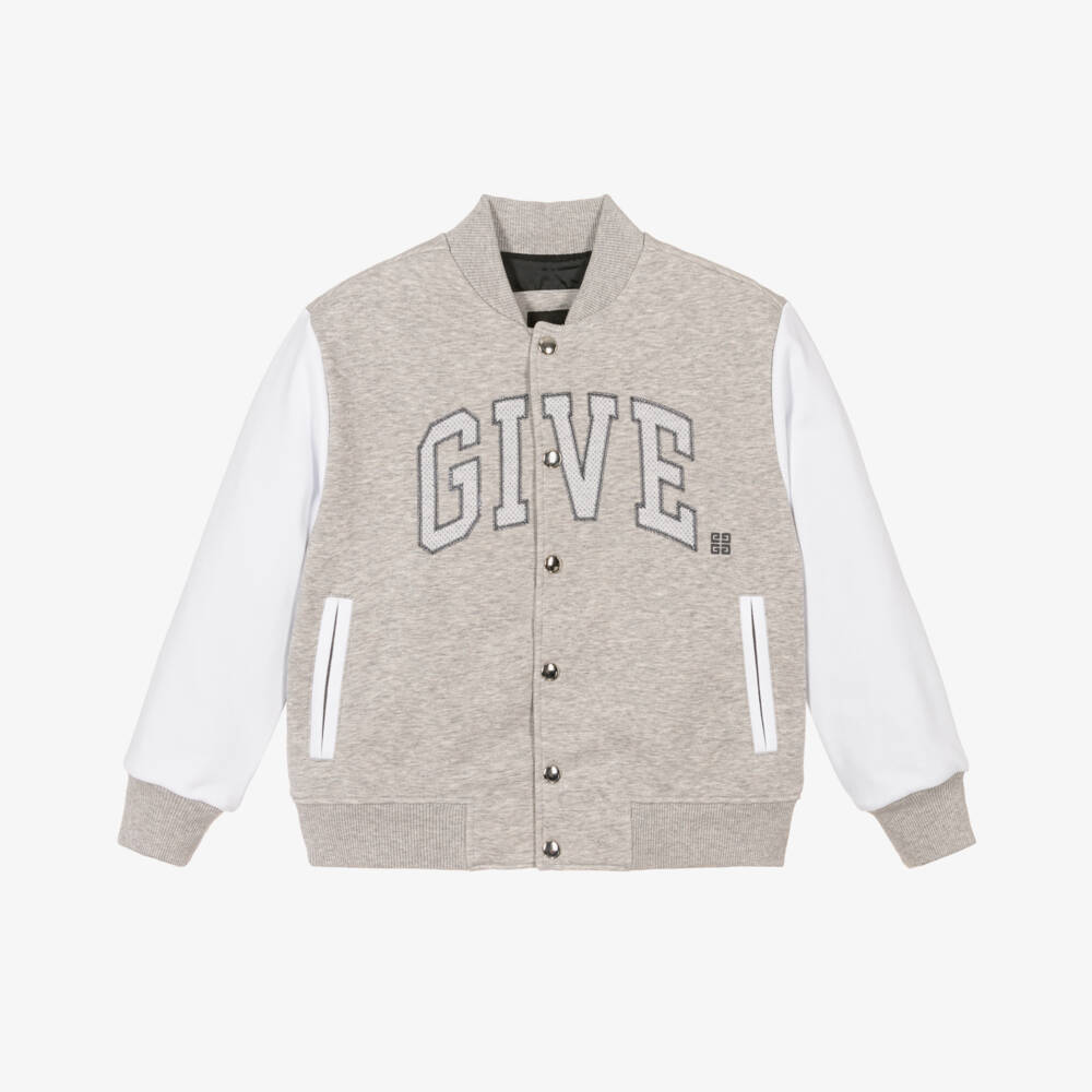 Givenchy-Boys Grey Knit Varsity Jacket | Childrensalon Outlet