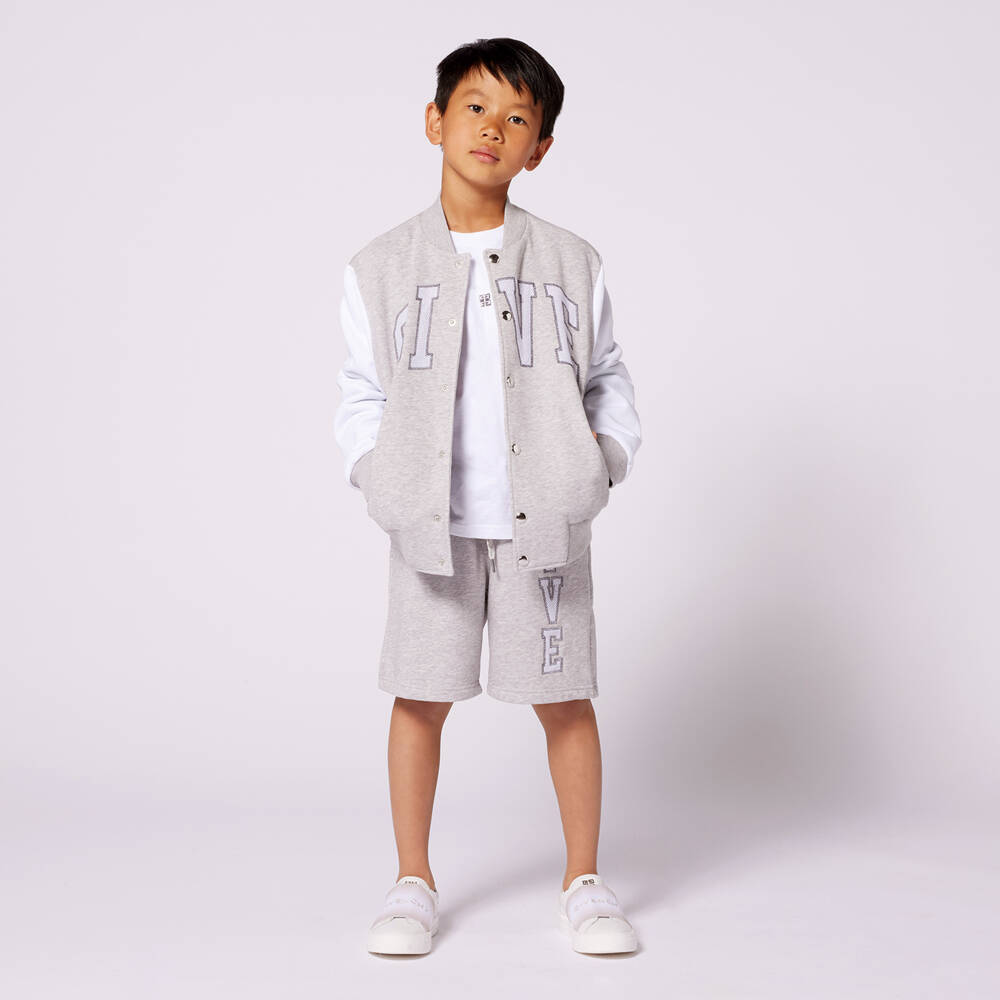 Givenchy-Boys Grey Knit Varsity Jacket | Childrensalon Outlet