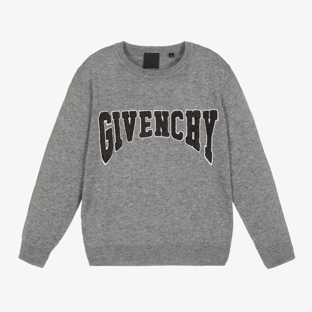 Givenchy - Boys Grey Wool & Cashmere Sweater | Childrensalon