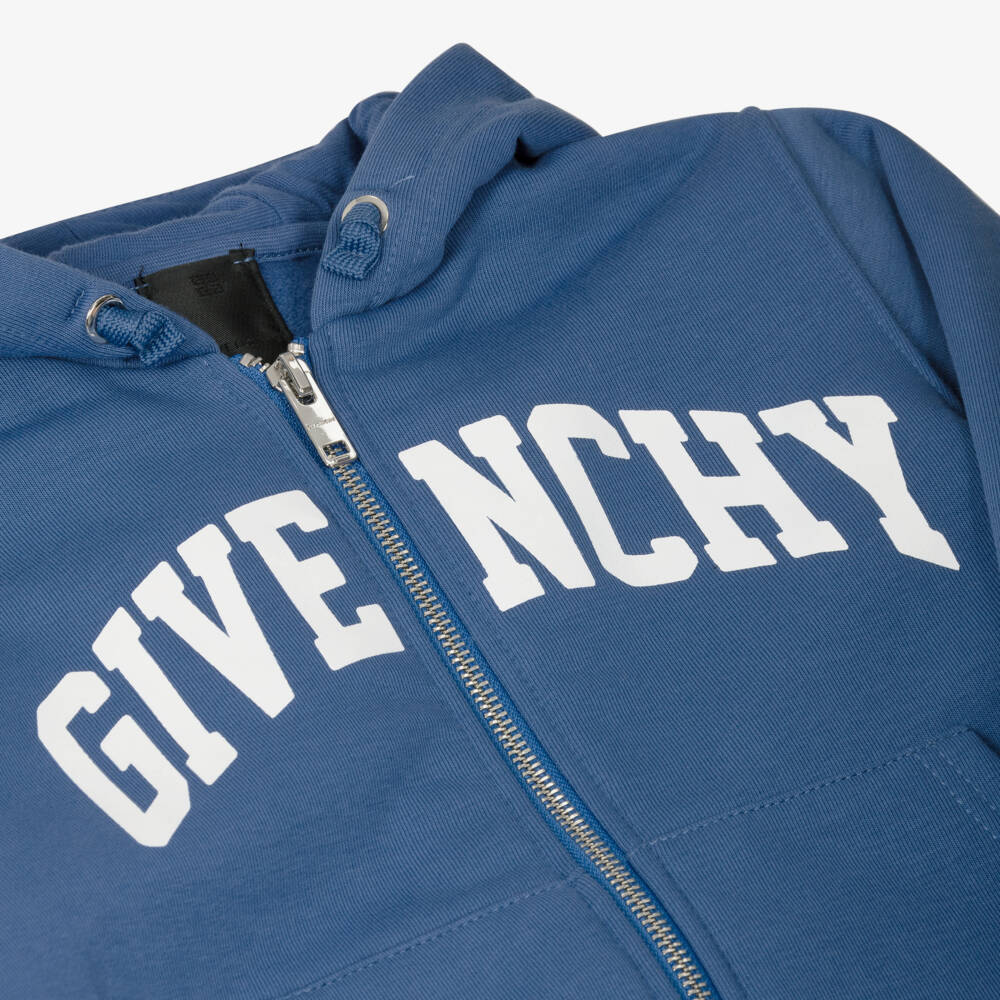 Givenchy-Boys Hooded Blue Zip Jacket | Childrensalon Outlet