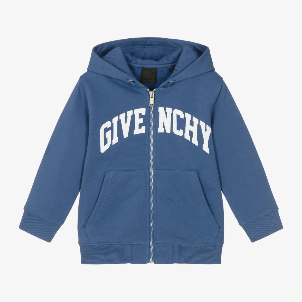 Givenchy-Boys Hooded Blue Zip Jacket | Childrensalon Outlet