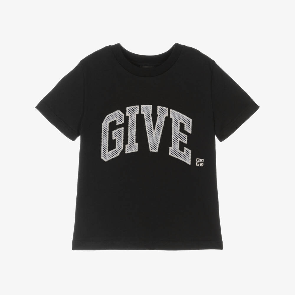 Givenchy-تي شيرت قطن شبكي بشعار للأولاد | Childrensalon Outlet
