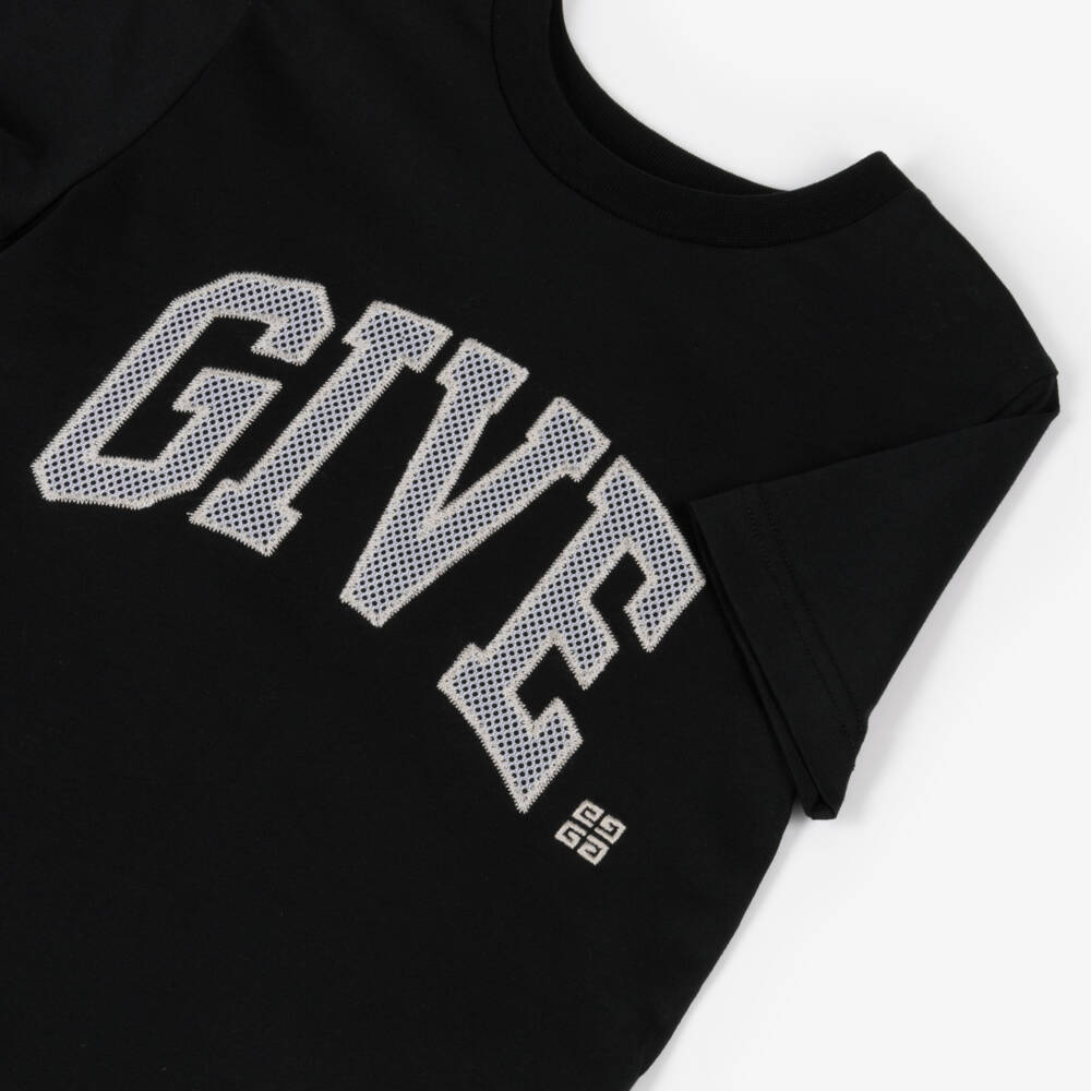 Givenchy-Boys Jet Cotton Mesh Emblem Tee | Childrensalon Outlet