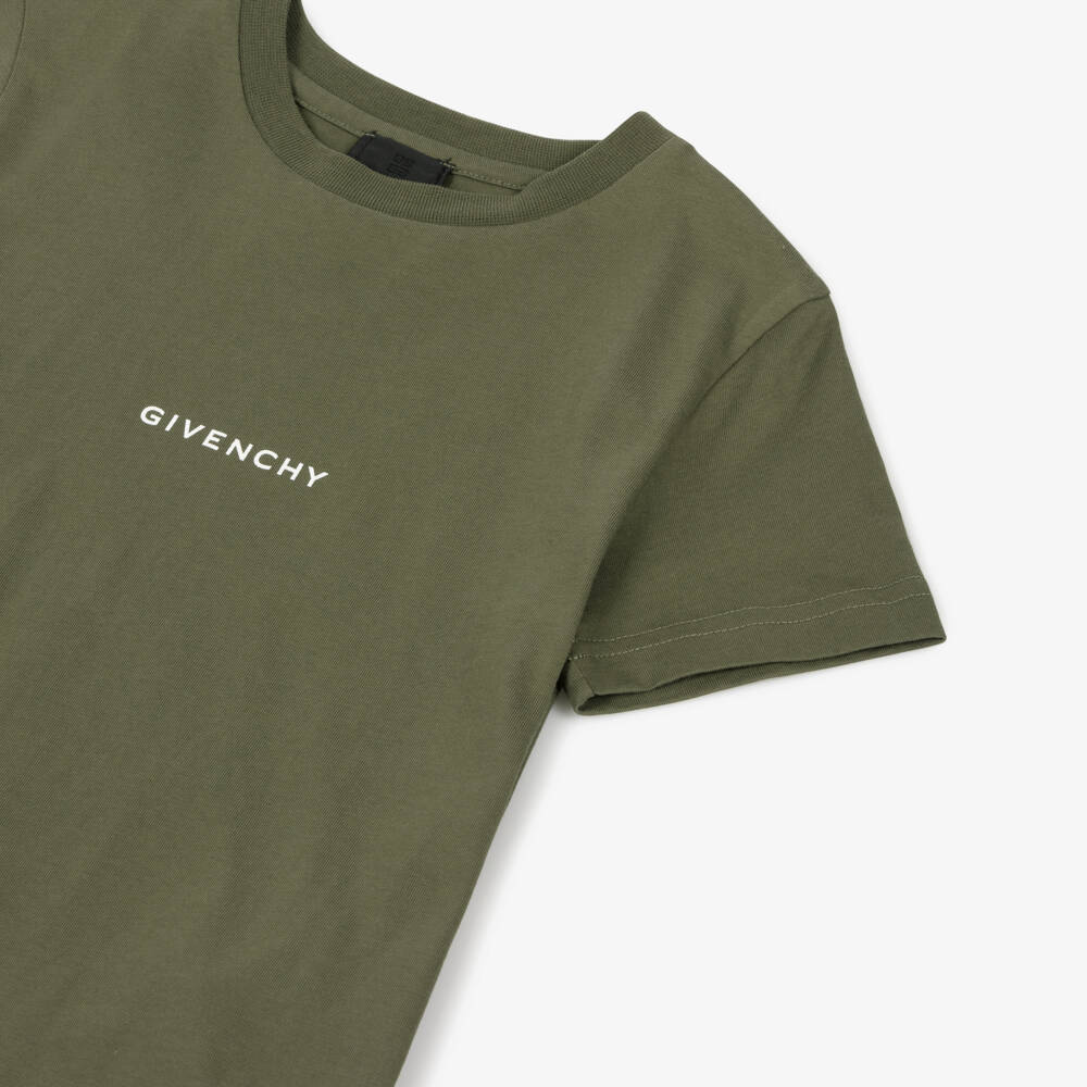 Givenchy-Boys Khaki Luxe Cotton Tee | Childrensalon Outlet