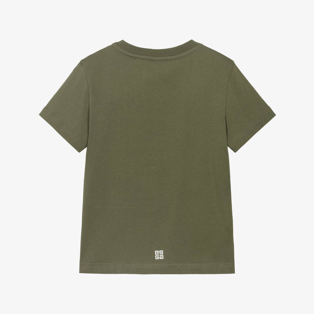 Givenchy-Boys Khaki Luxe Cotton Tee | Childrensalon Outlet