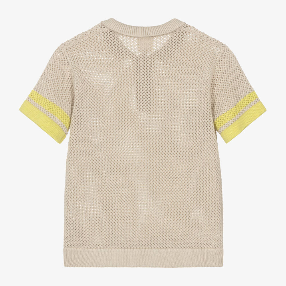 Givenchy-Boys Knitted Beige Polo Top | Childrensalon Outlet
