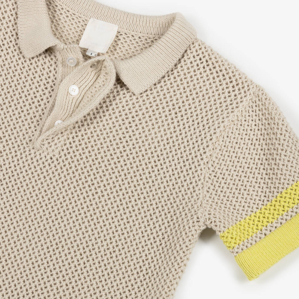 Givenchy-Boys Knitted Beige Polo Top | Childrensalon Outlet