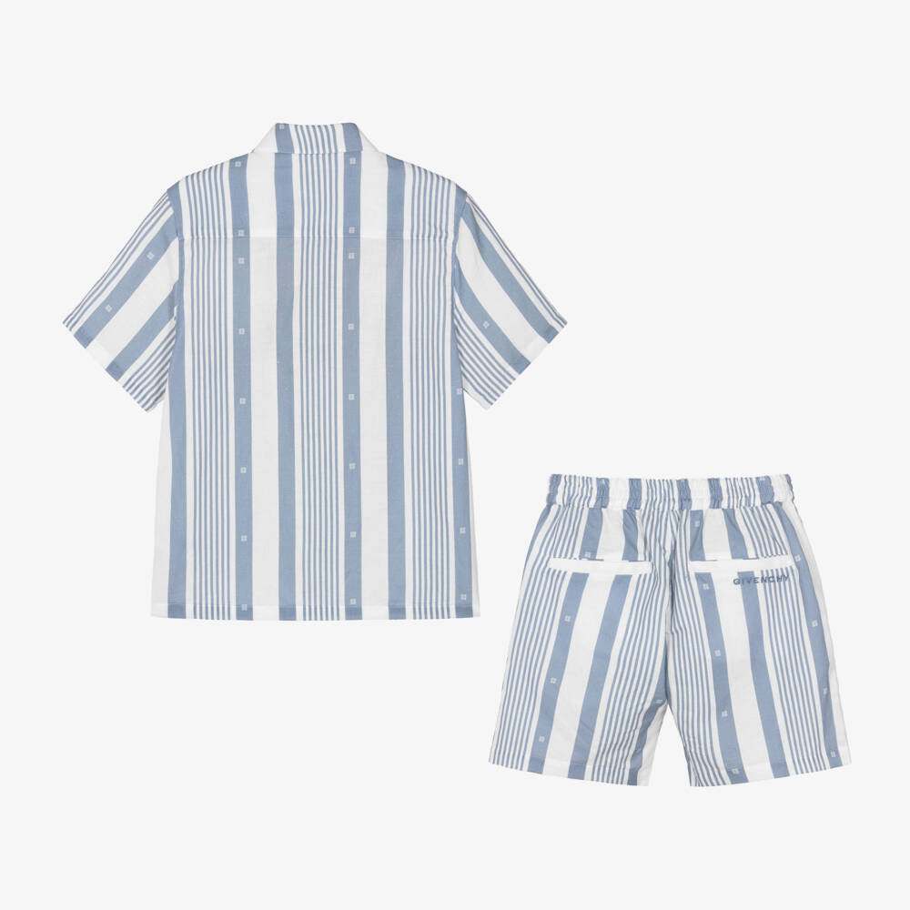 Givenchy-Boys Linen Striped Blue Ensemble | Childrensalon Outlet