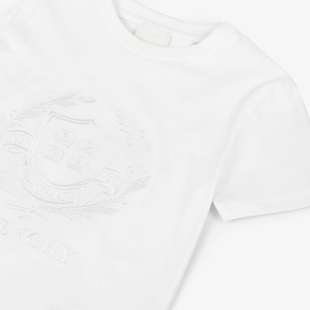 Givenchy-تي شيرت فاخر أبيض بشعار للأولاد | Childrensalon Outlet