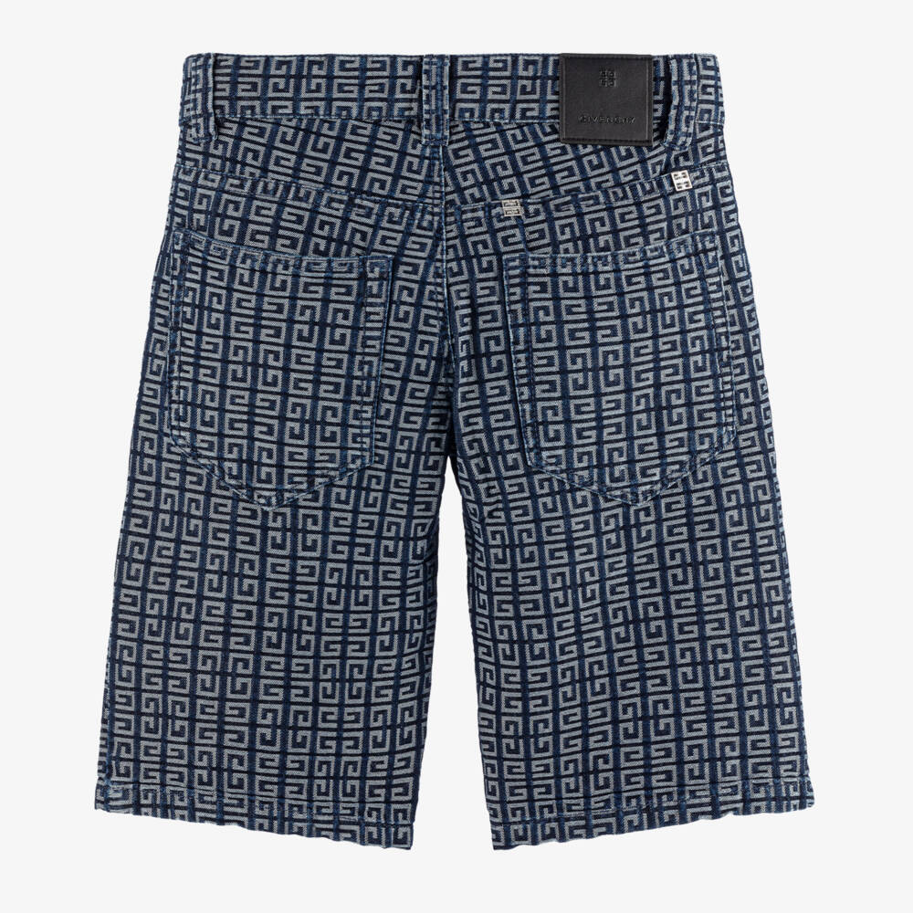 Givenchy-Boys Navy Jacquard Denim Shorts | Childrensalon Outlet