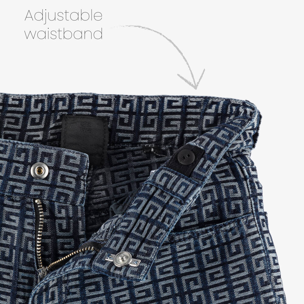 Givenchy-Boys Navy Jacquard Denim Shorts | Childrensalon Outlet